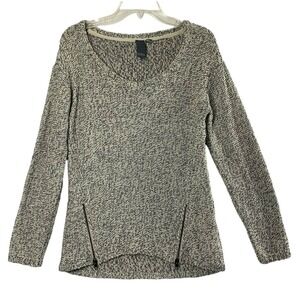 Quinn Sweater Womens Medium Zipper Accents Black White Pullover Casual Cozycore